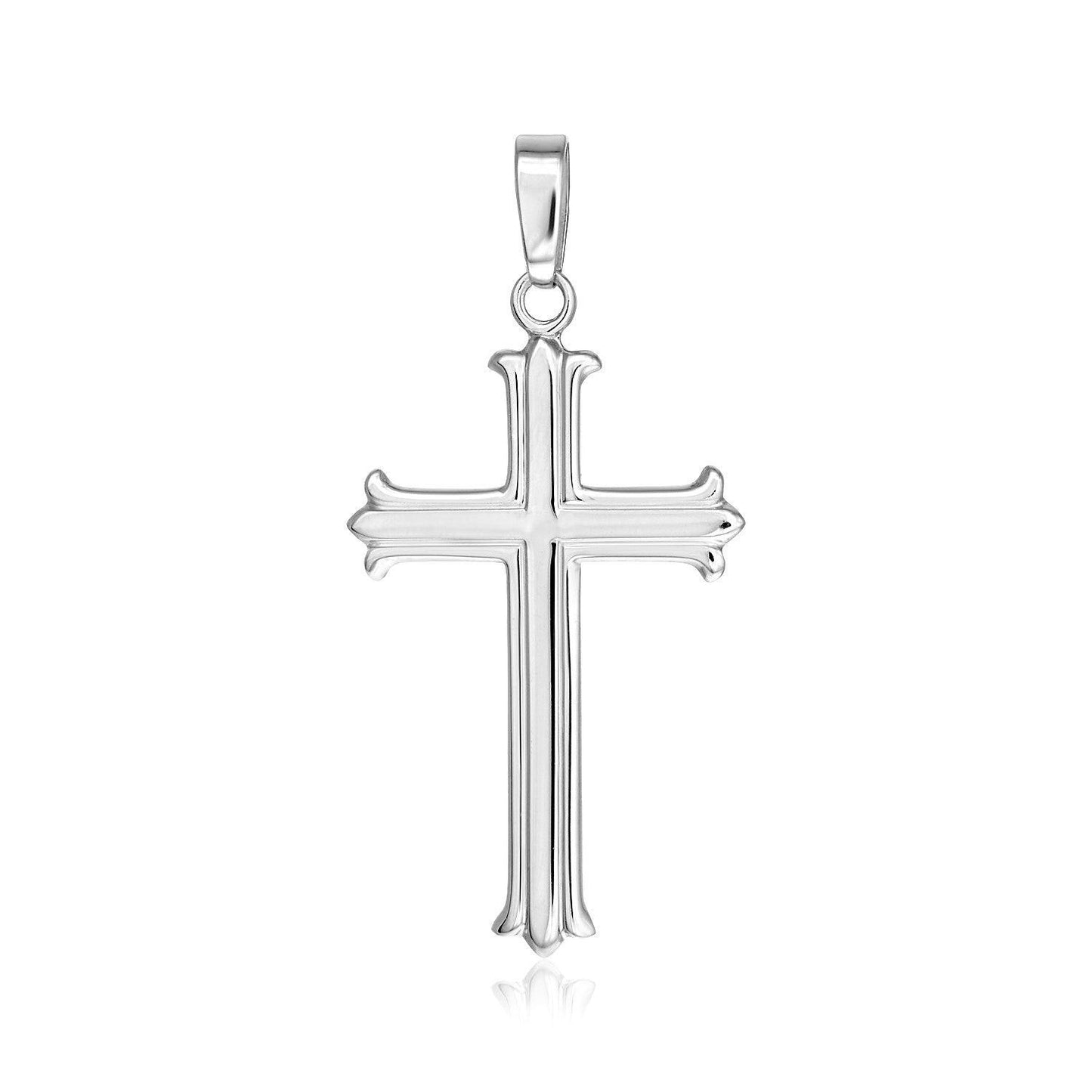 Sterling Silver Textured Gothic Cross Pendant