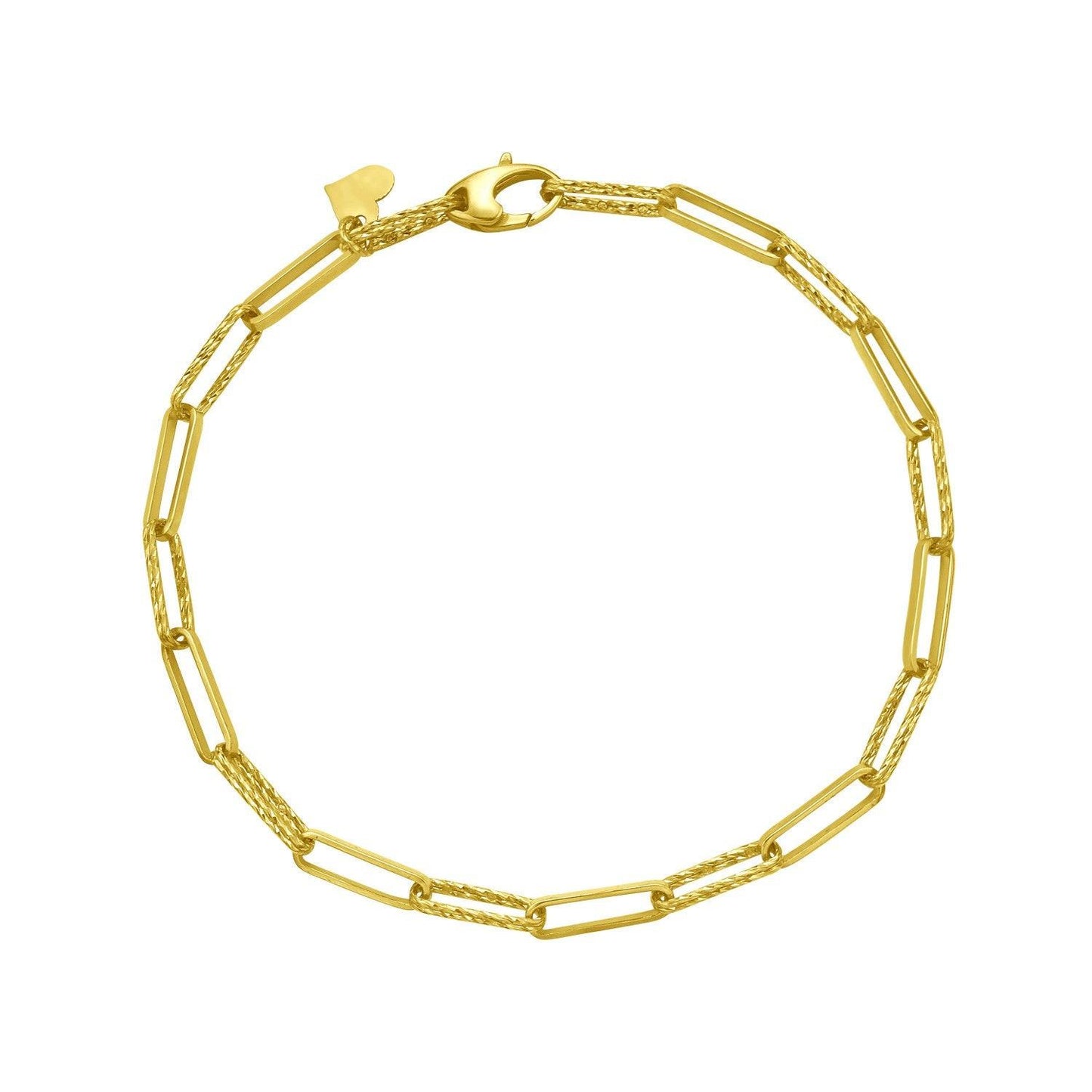14K Yellow Gold Mini Diamante Paperclip Bracelet (3.20 mm)