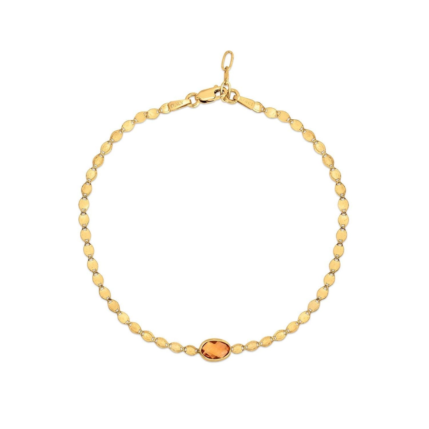 14K Yellow Gold Citrine Mirrored Chain Bracelet (2.20 mm)
