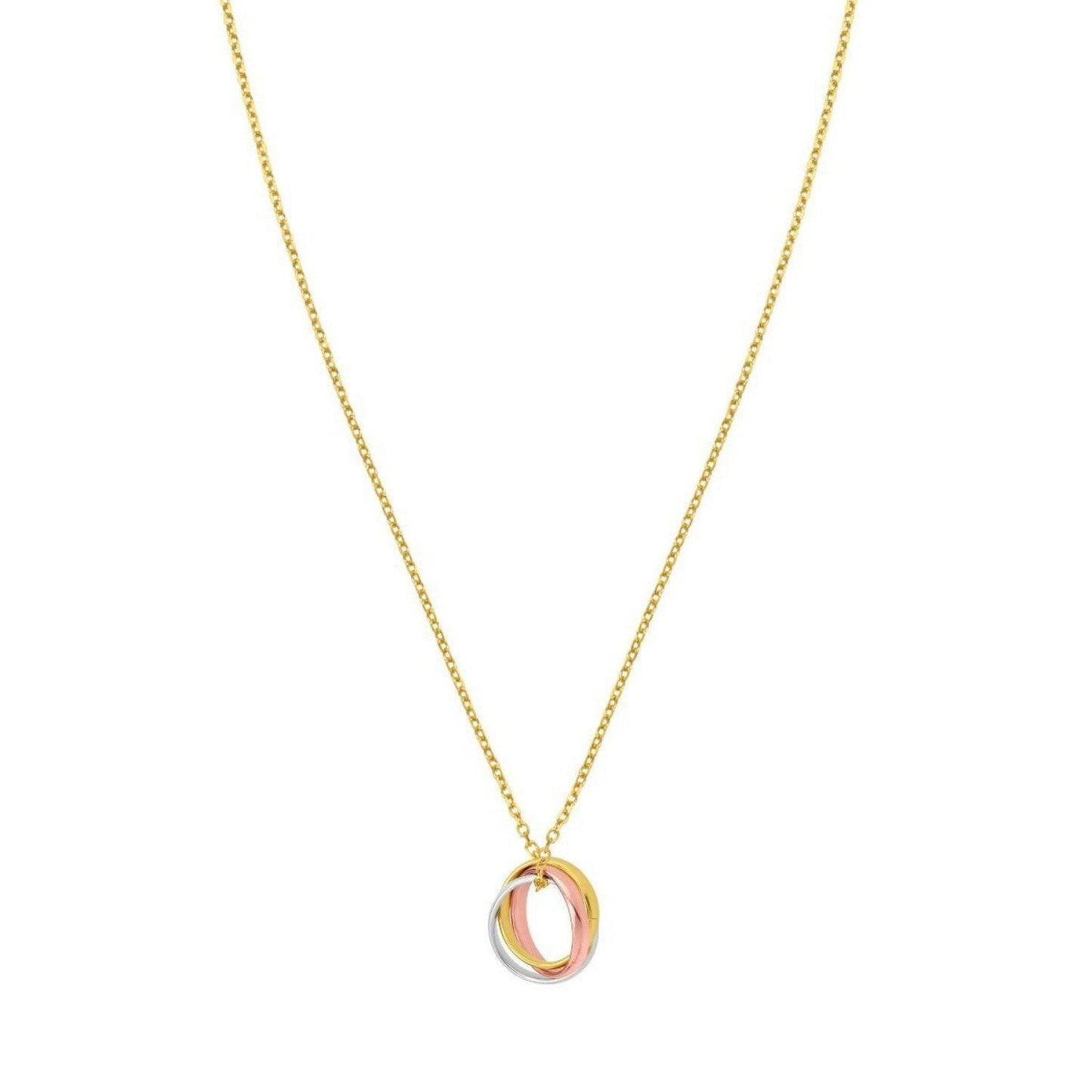 14K Tri Color Gold Trinity Chain Necklace
