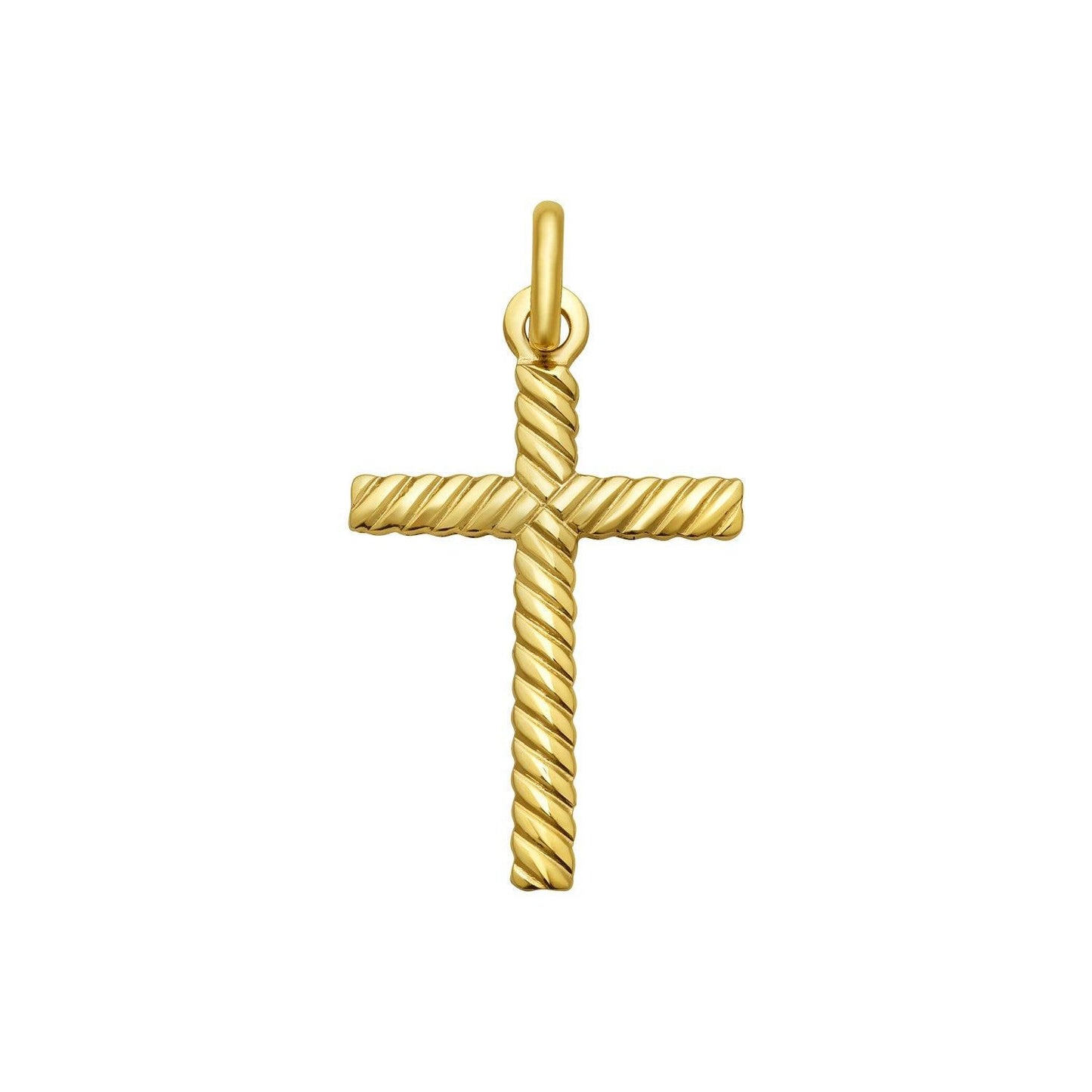 14K Yellow Gold Cable Cross Pendant