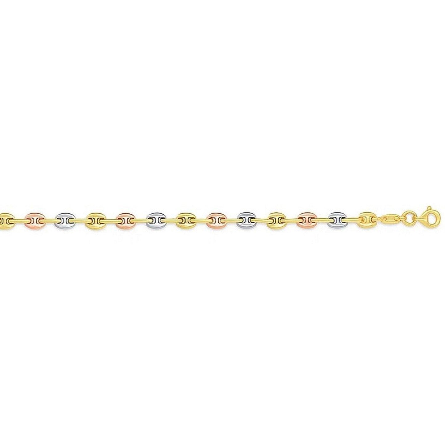 14k Tri Color Gold Mariner Link Bracelet (4.90 mm)
