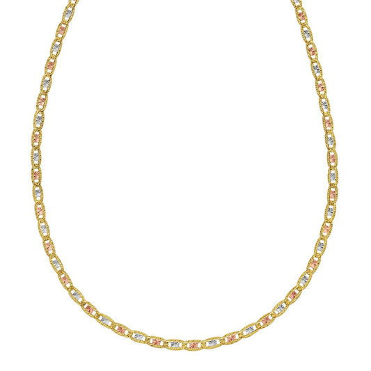 14K Tri Color Gold Pave Valentino Chain (3.00 mm)