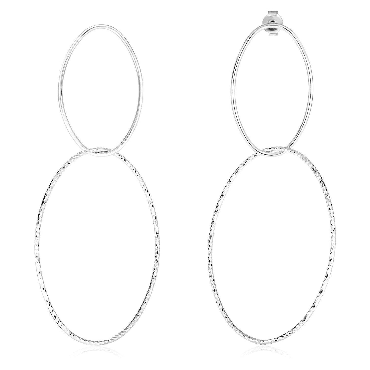 Sterling Silver Interlocking Oval Dangle Earrings