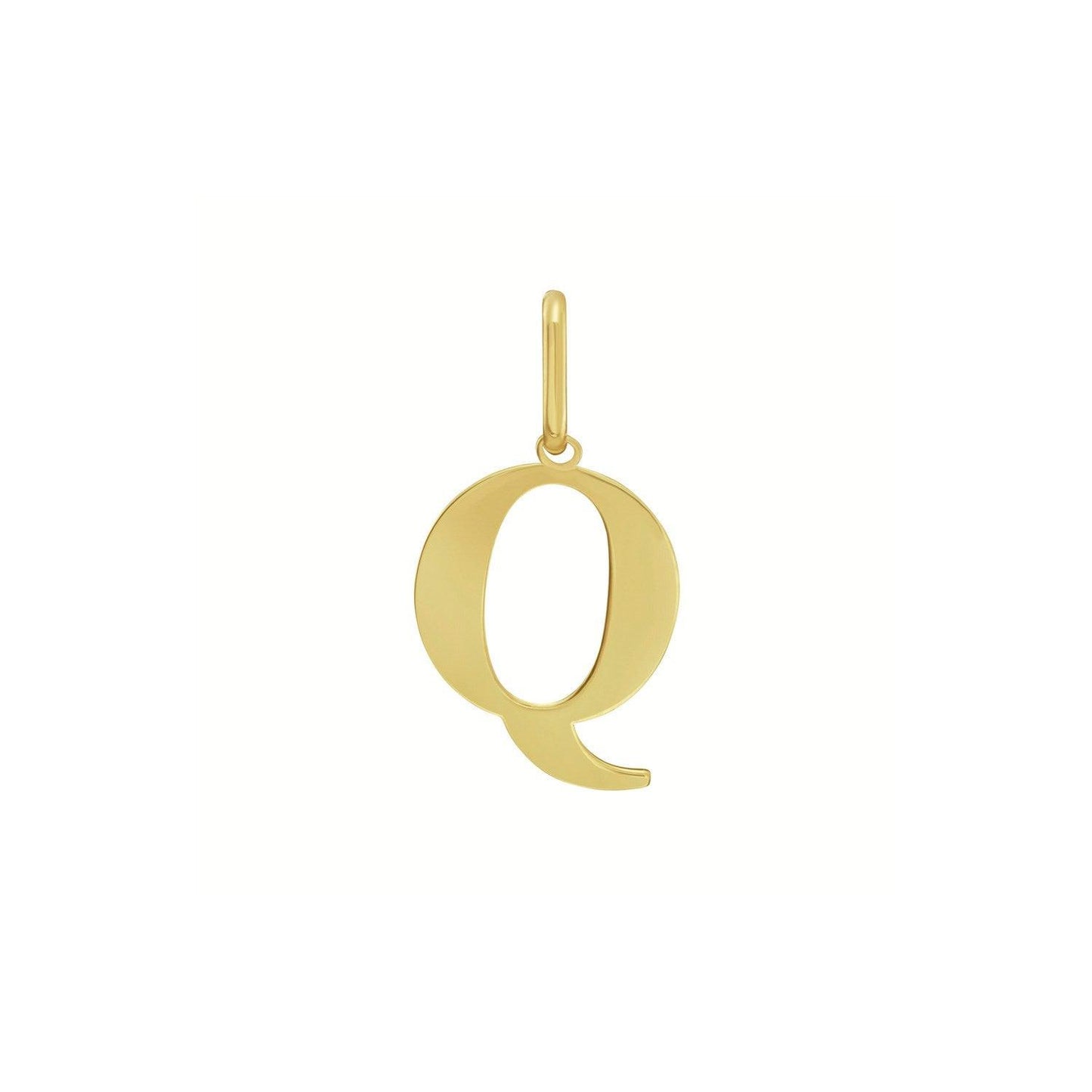 14K Yellow Gold Initial Q Charm Pendant