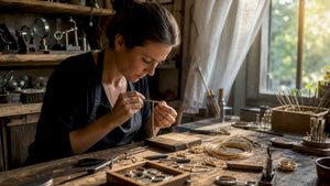 Jeweler crafting gold rope chain clasp workshop