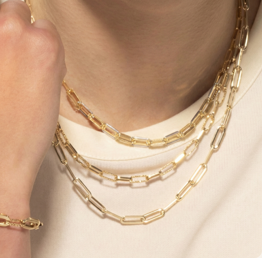 14K 4mm Diamanté Paperclip Chain