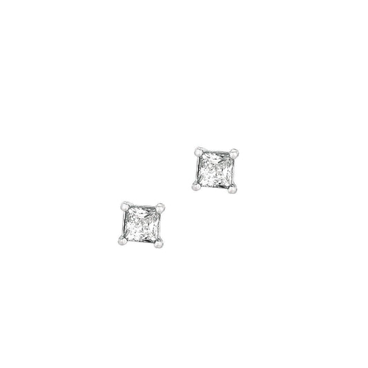 Sterling Silver Princess CZ Stud Earrings (4.00 mm)