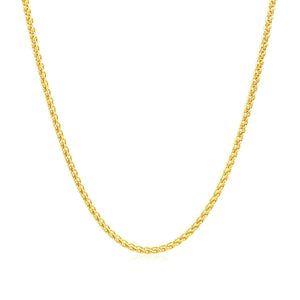 14k Yellow Gold Round Wheat Chain (1.5 mm)