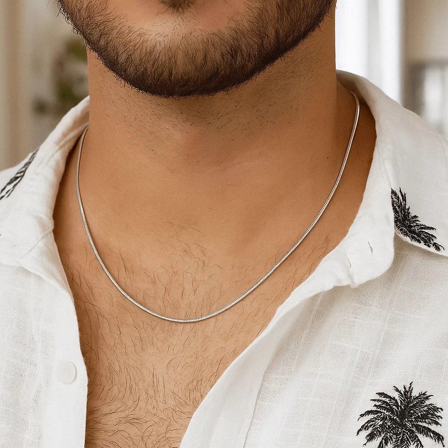 Sterling Silver Rhodium Plated Octagonal Snake Chain (0.90 mm)