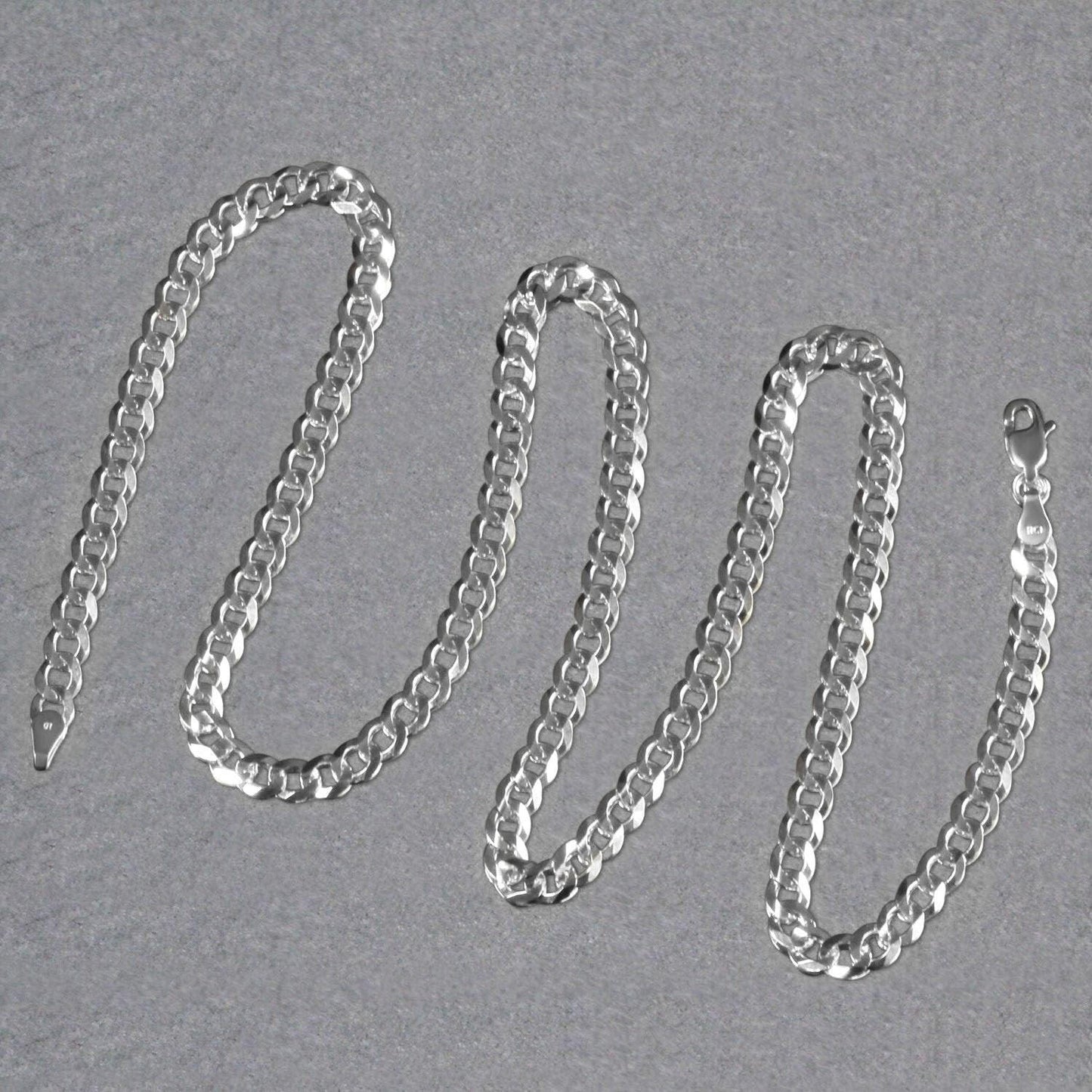 14k White Gold Solid Curb Chain (4.70 mm)