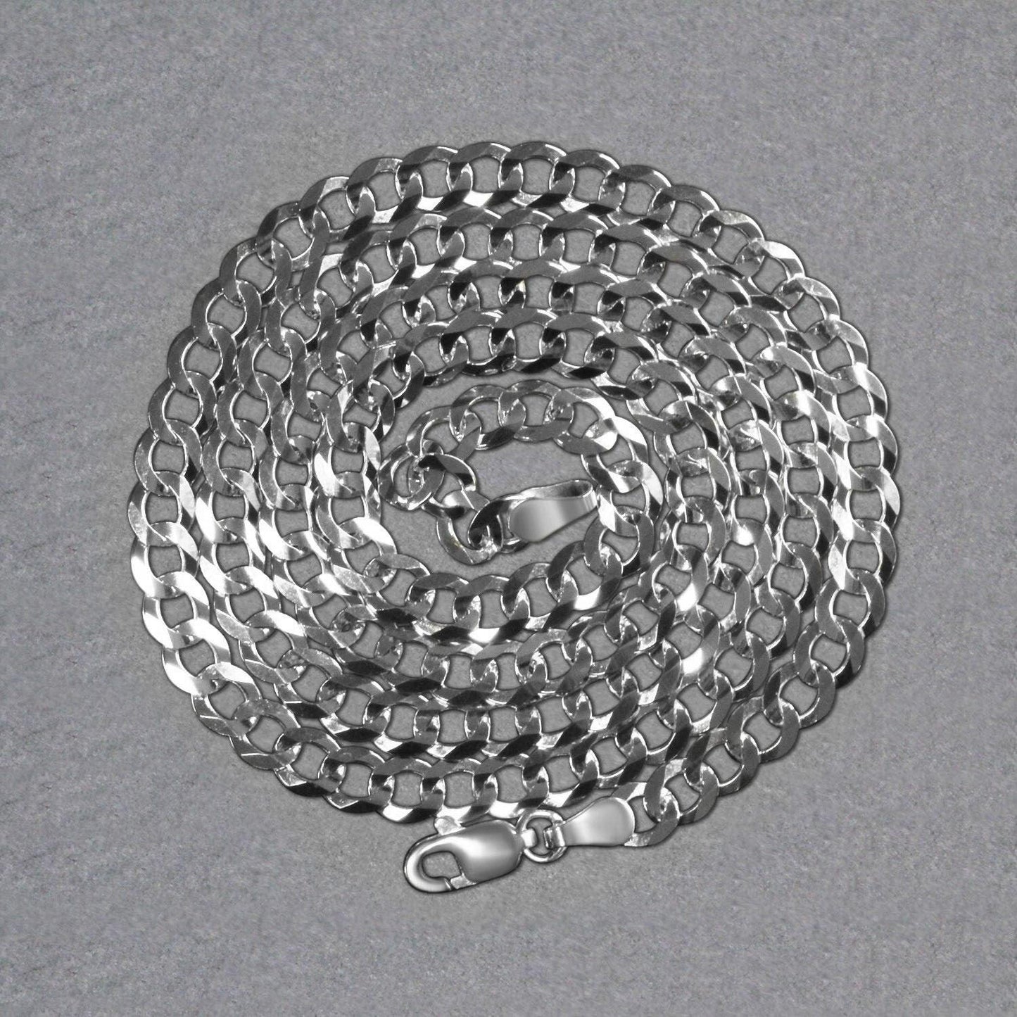 14k White Gold Solid Curb Chain (4.70 mm)