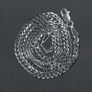 14k White Gold Solid Curb Chain (2.60 mm)