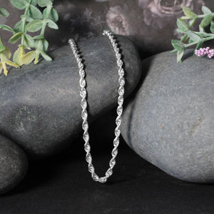 14k White Gold Solid Diamond Cut Rope Chain (3.00 mm)