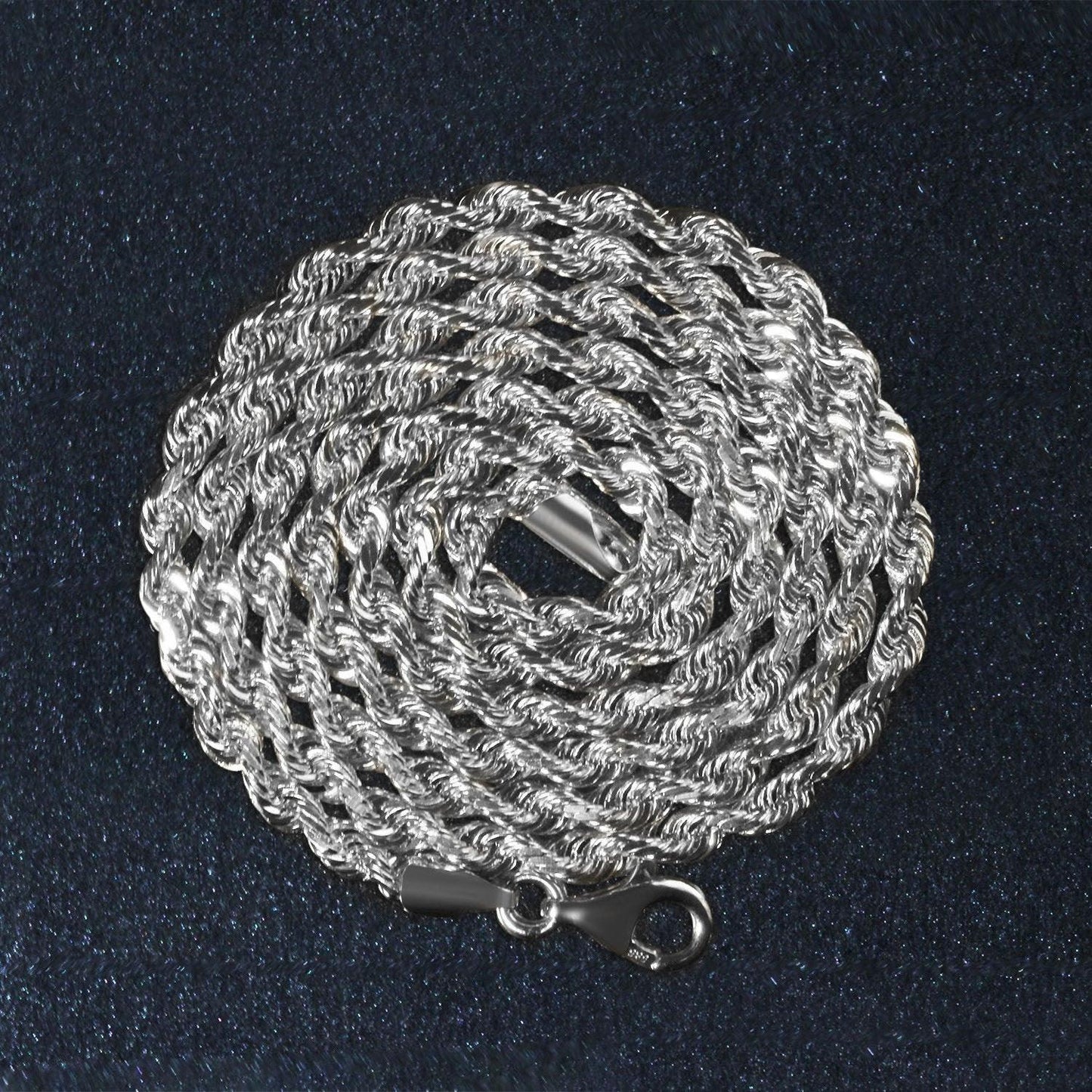 14k White Gold Solid Diamond Cut Rope Chain (3.00 mm)