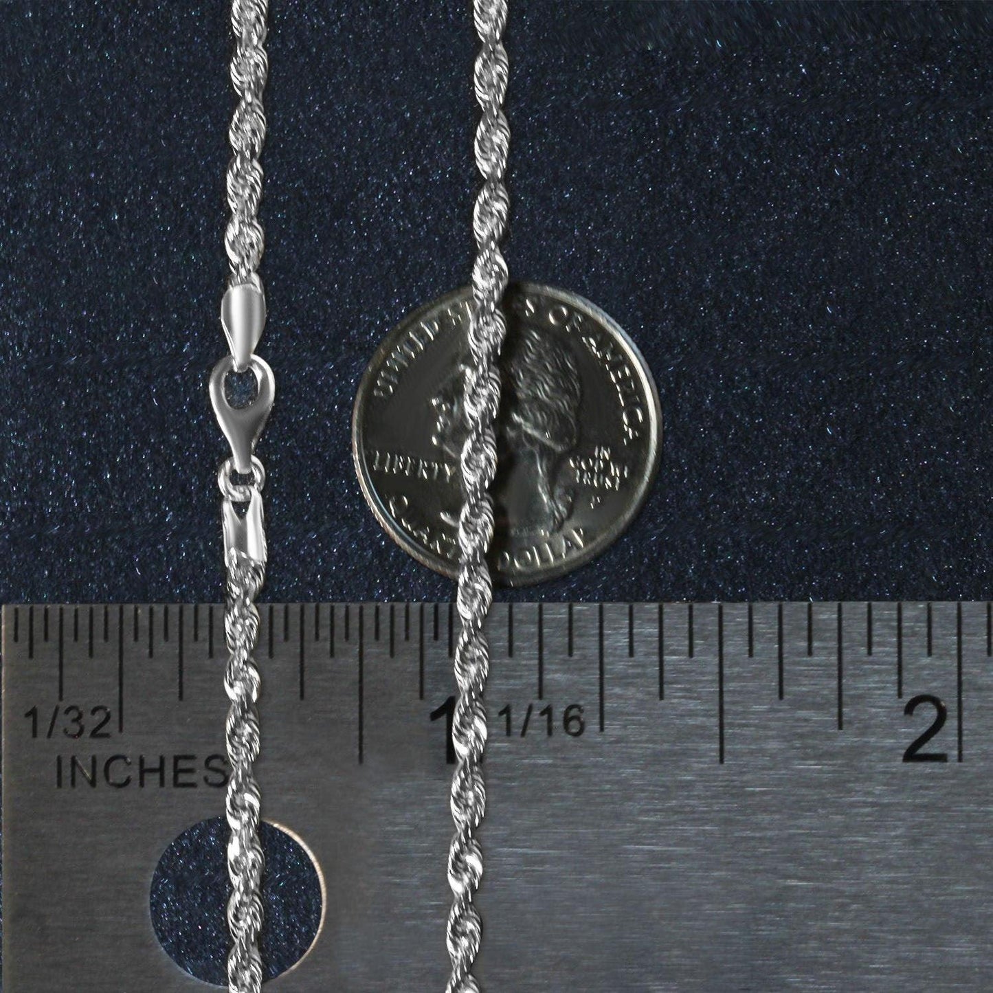 14k White Gold Solid Diamond Cut Rope Chain (3.00 mm)