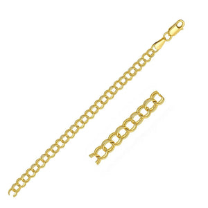 14k Yellow Gold Solid Double Link Charm Bracelet (5.00 mm)