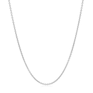 14k White Gold Oval Cable Link Chain (1.20 mm)