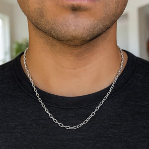14k White Gold Pendant Chain with Textured Links (2.90 mm)