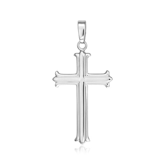 Sterling Silver Textured Gothic Cross Pendant