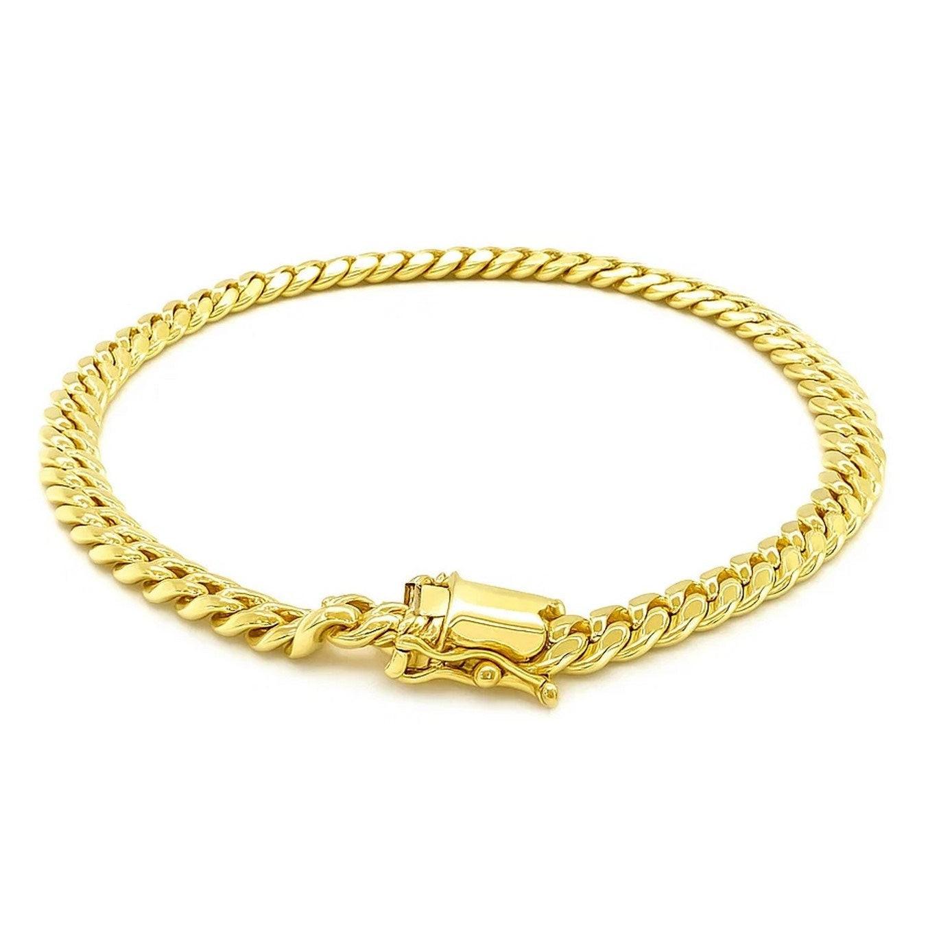 14k Yellow Gold Classic Miami Cuban Solid Bracelet (5.00 mm)