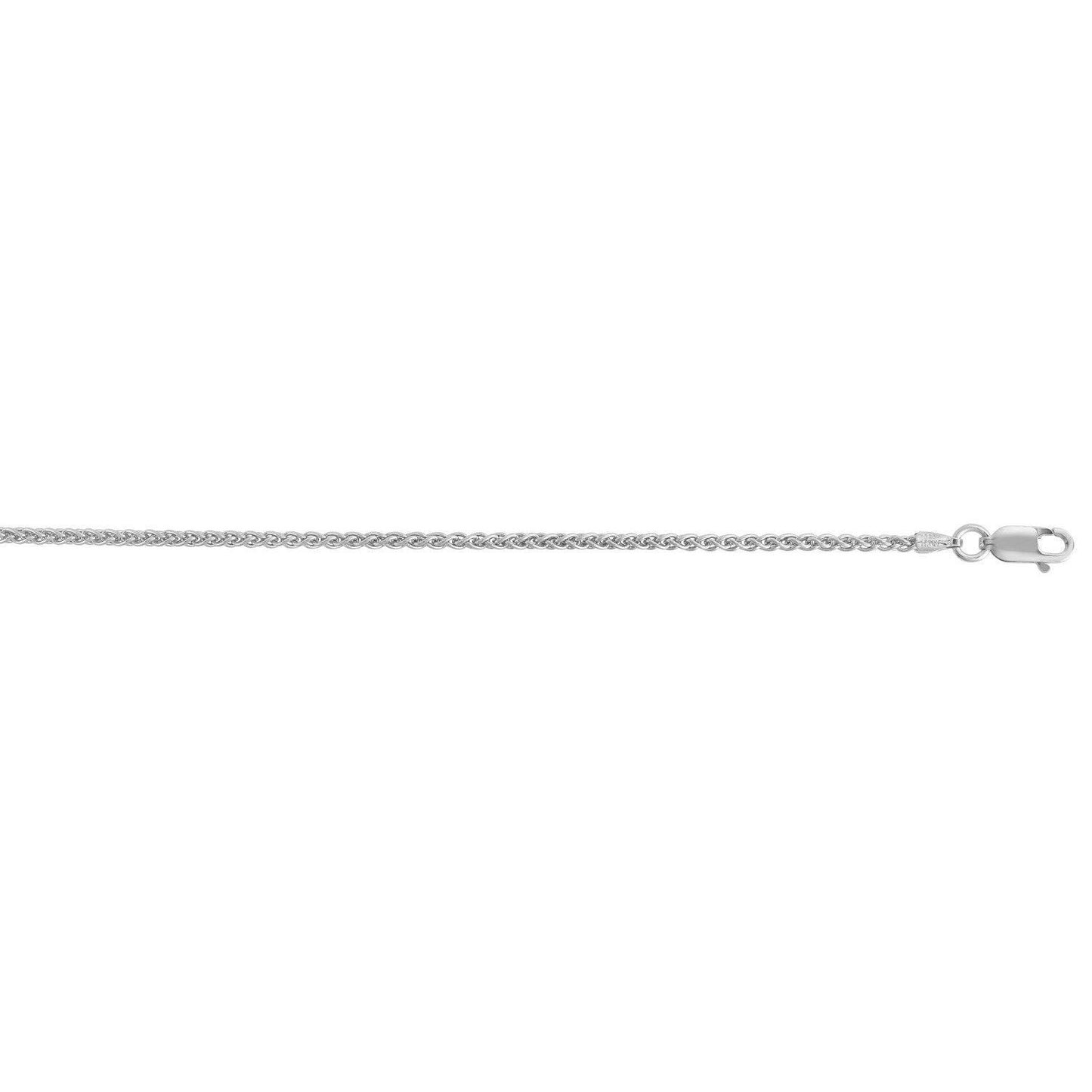 Sterling Silver Rhodium Plated Wheat Chain (1.90 mm)