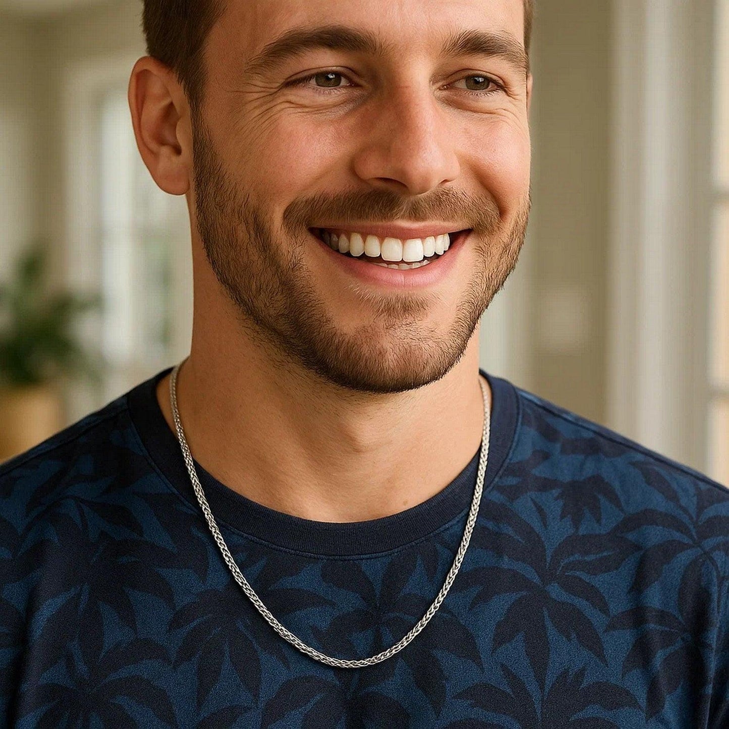 Sterling Silver Rhodium Plated Wheat Chain (1.90 mm)