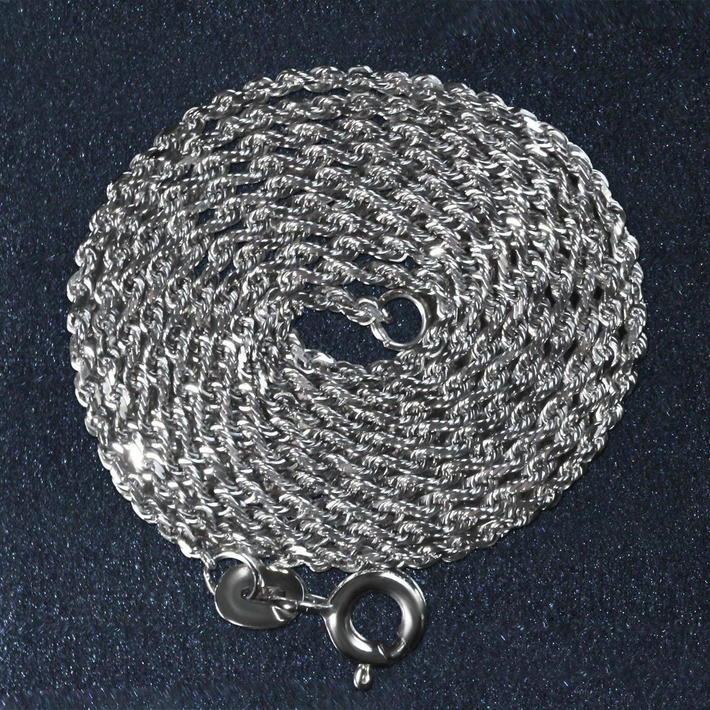 10k White Gold Solid Diamond Cut Rope Chain (1.40 mm)