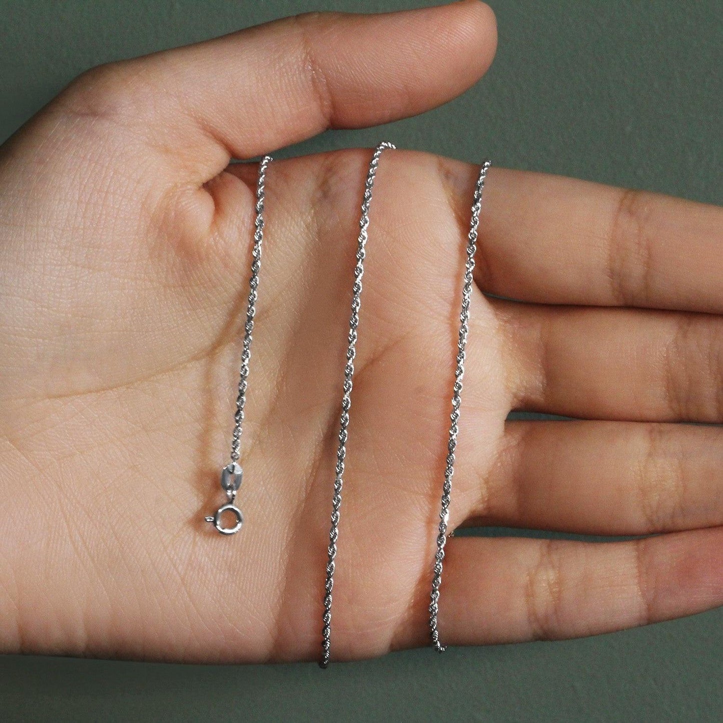 10k White Gold Solid Diamond Cut Rope Chain (1.40 mm)