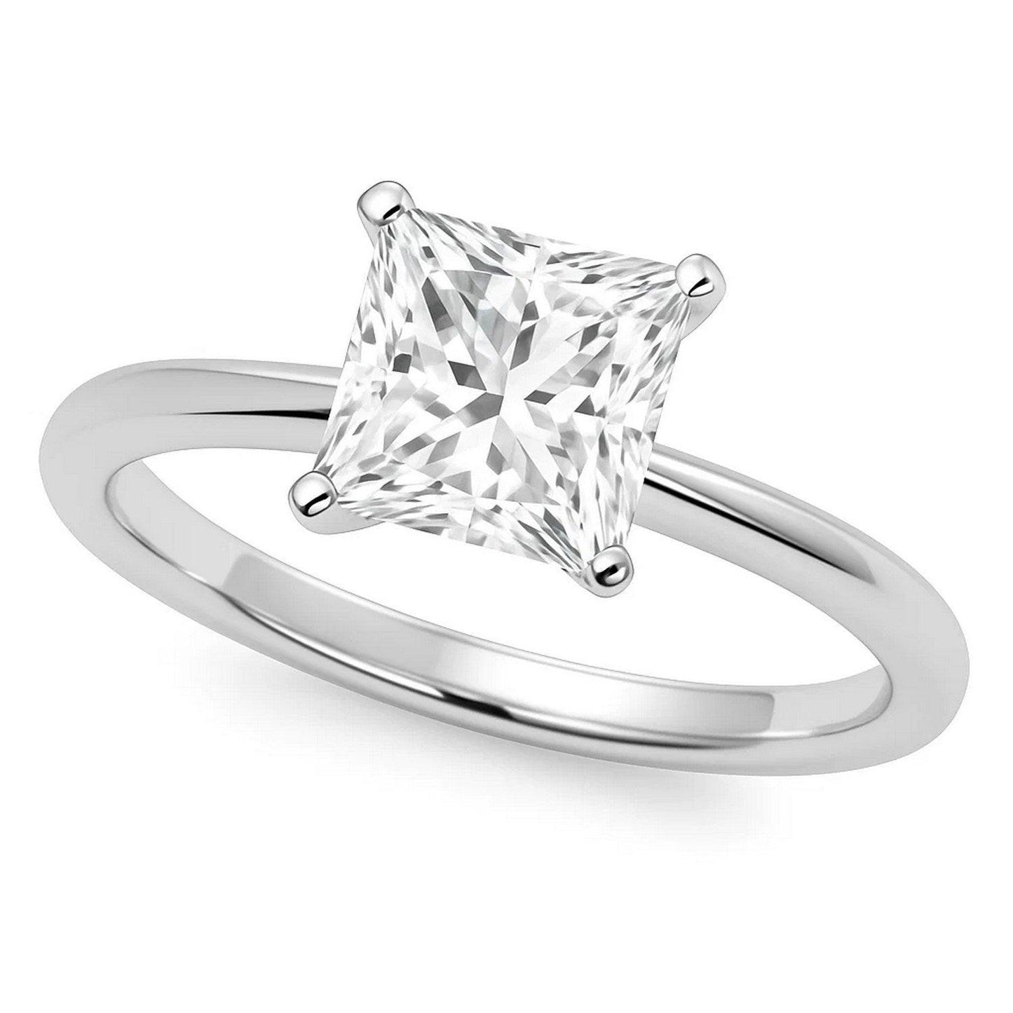 5 Carat Princess Lab Grown IGI G/VS1 Diamond Solitaire Ring in 14K White Gold