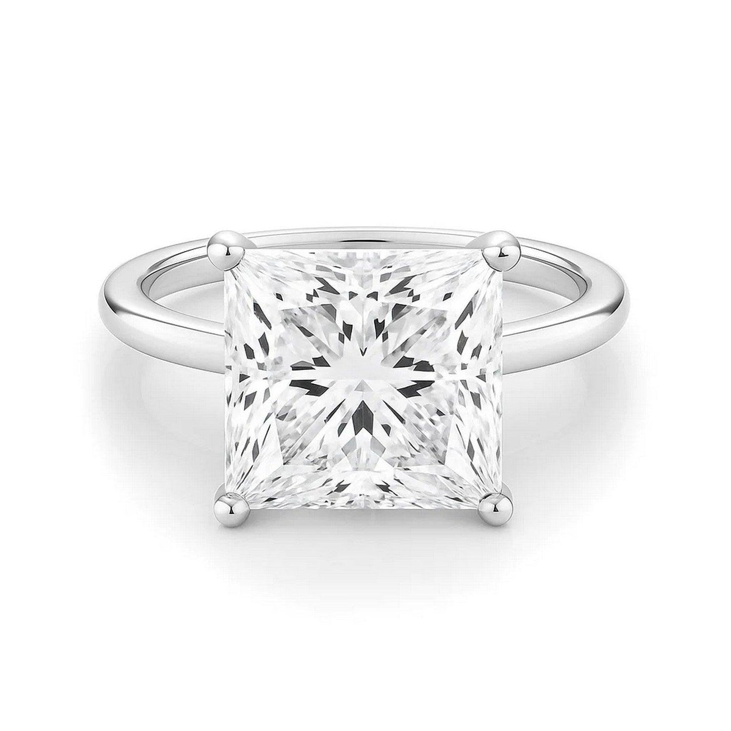 5 Carat Princess Lab Grown IGI G/VS1 Diamond Solitaire Ring in 14K White Gold