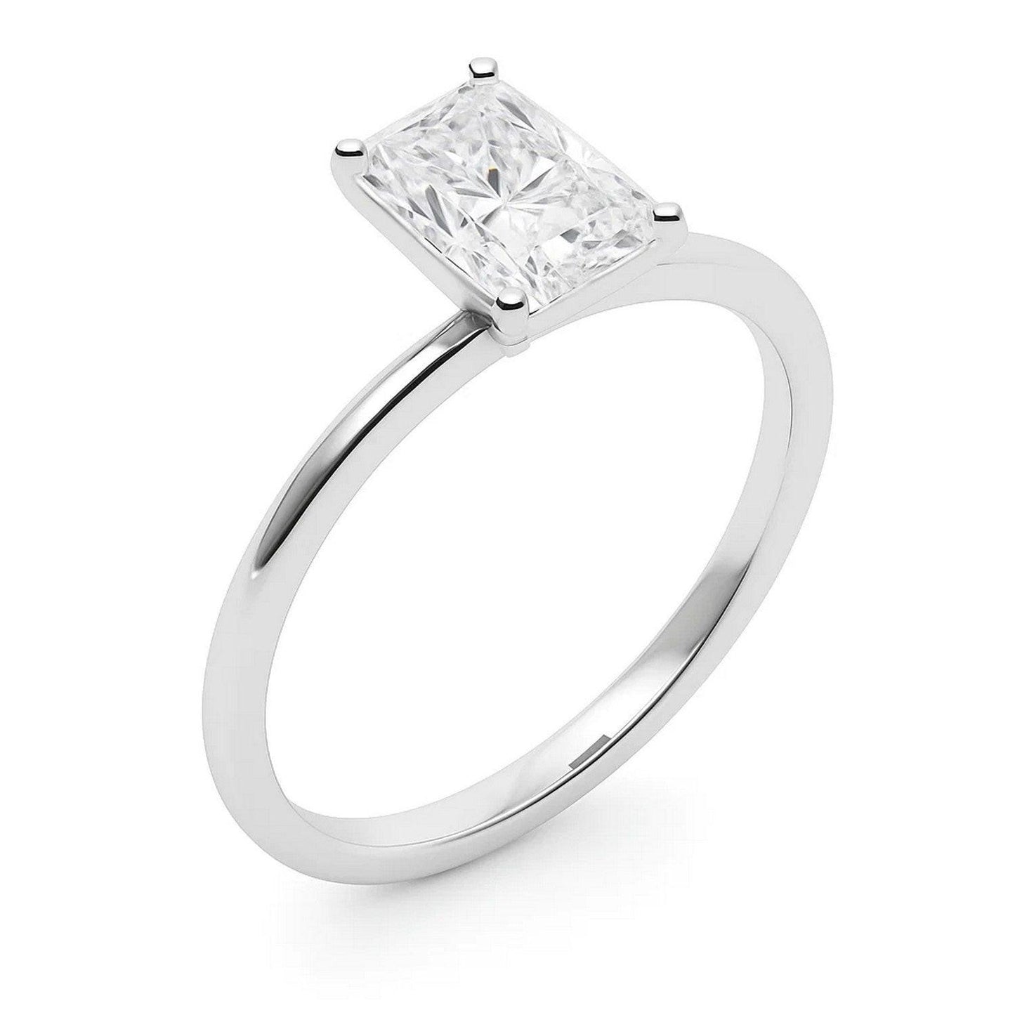 5 Carat Radiant Lab Grown IGI G/VS1 Diamond Solitaire Ring in 14K White Gold