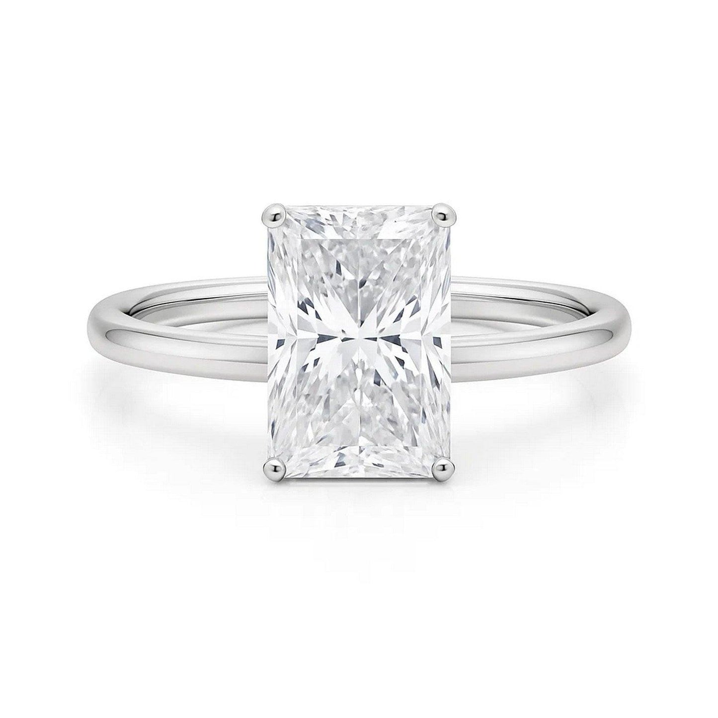 5 Carat Radiant Lab Grown IGI G/VS1 Diamond Solitaire Ring in 14K White Gold