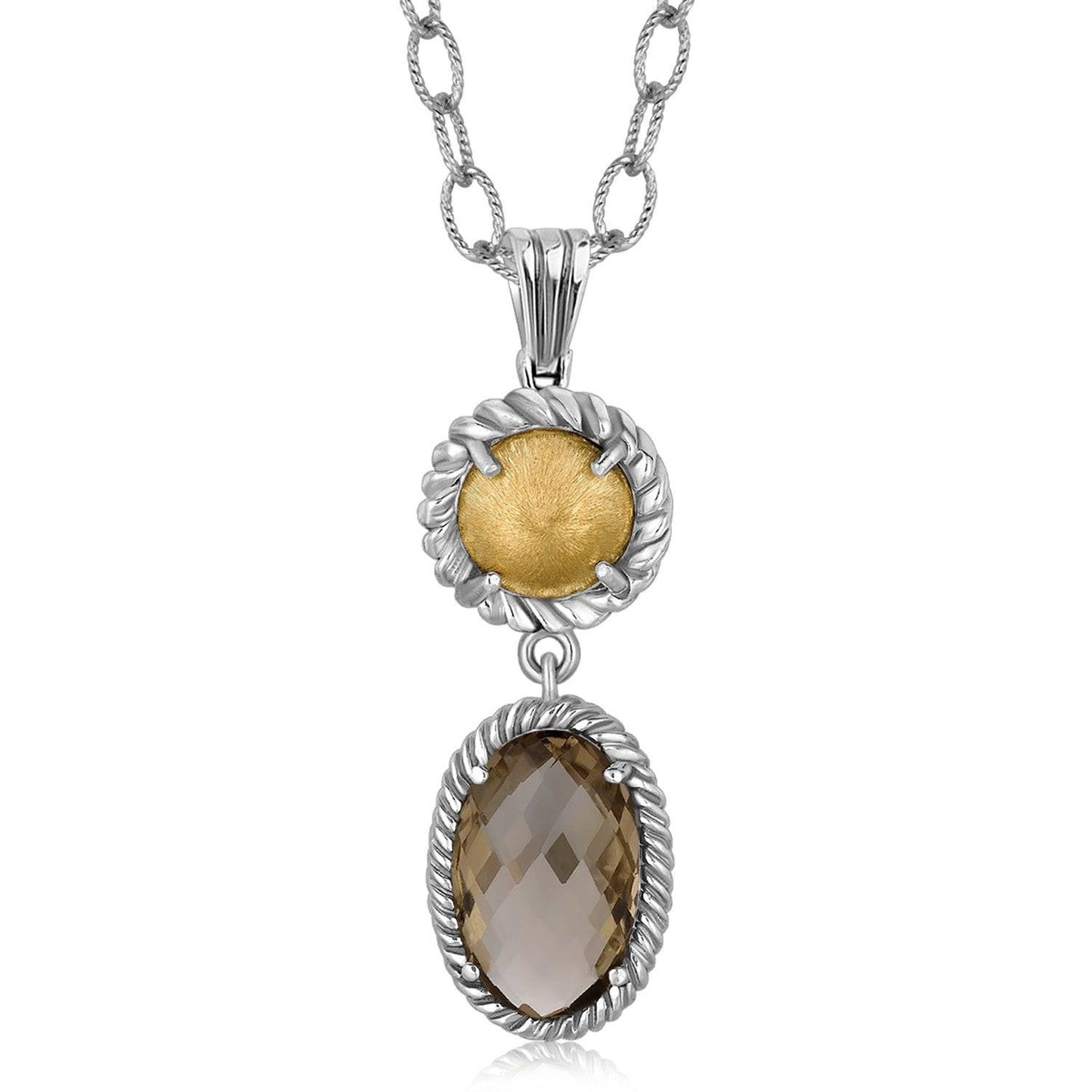 18K Yellow Gold and Sterling Silver Drop Pendant
