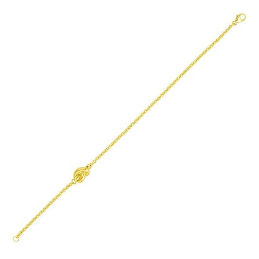14k Yellow Gold Chain Bracelet with Polished Knot (7.50 mm)