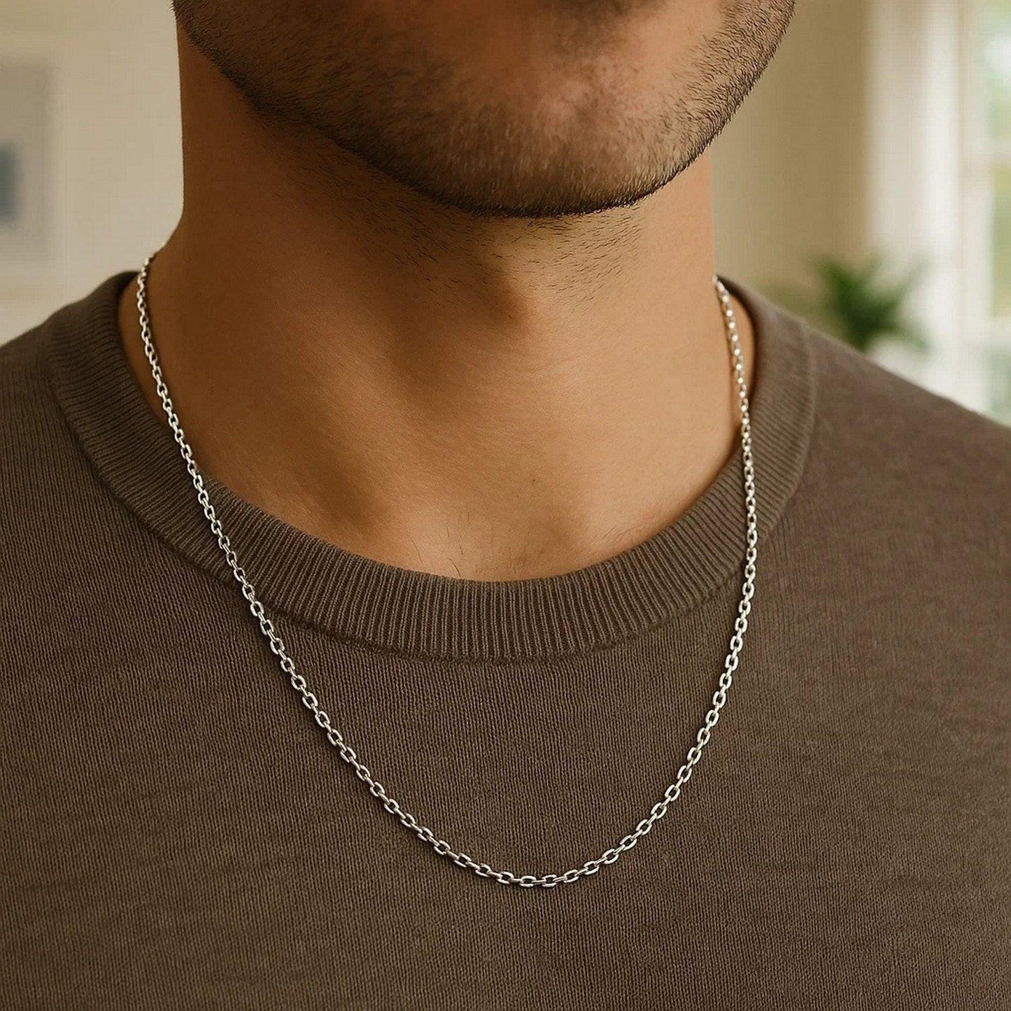 14k White Gold Diamond Cut Cable Link Chain (1.9 mm)