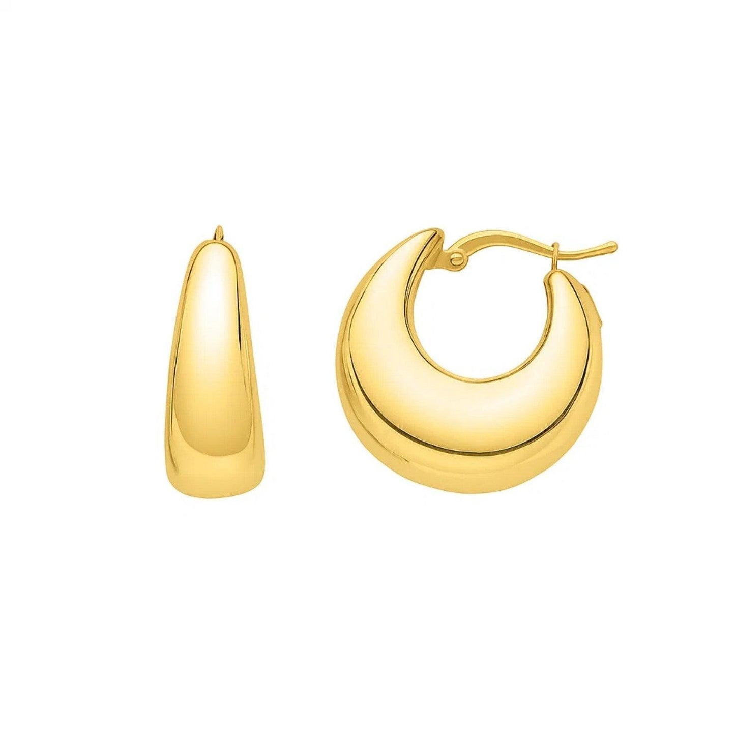 14k Yellow Gold Large Tapered Hoop Earrings(20x20mm)