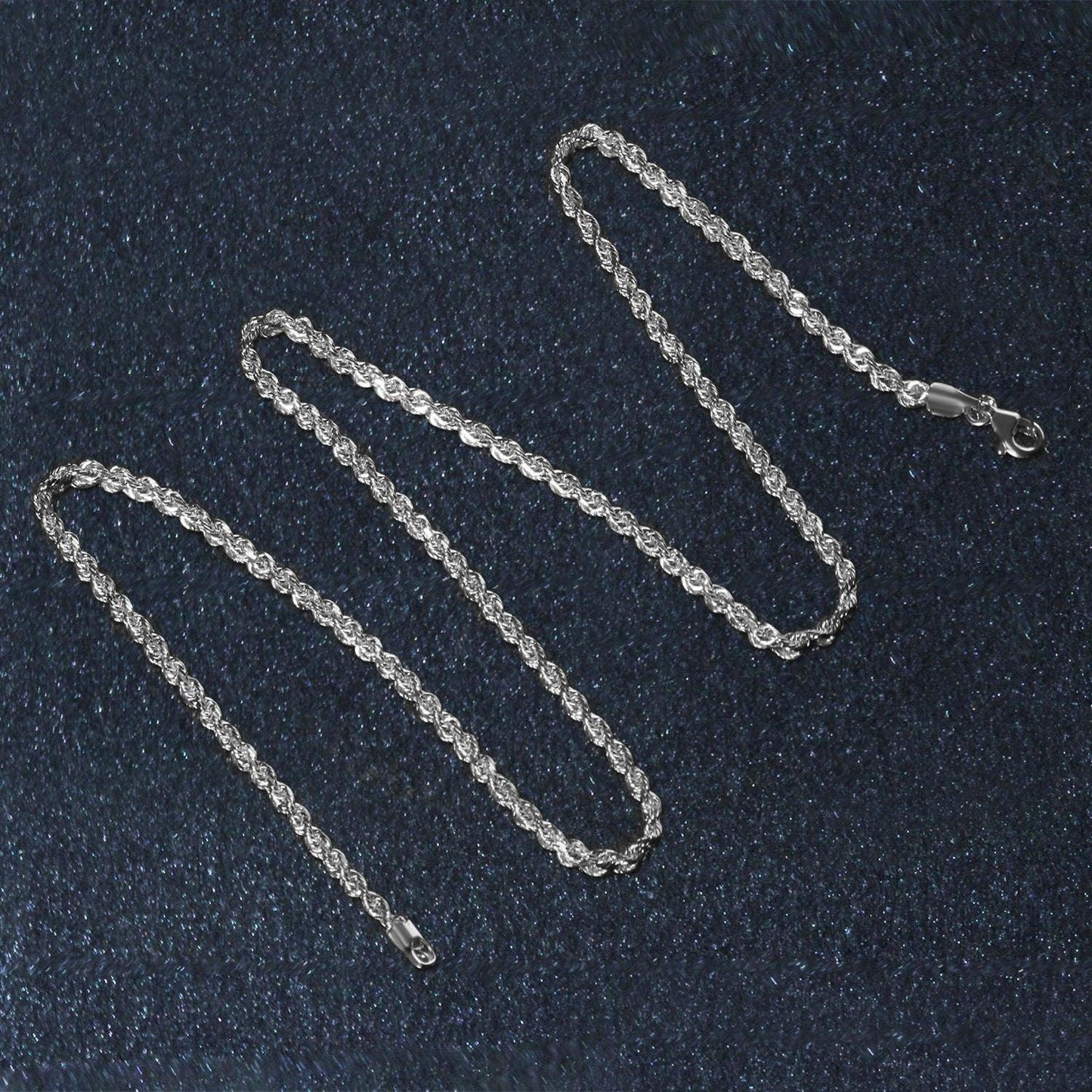 14k White Gold Solid Diamond Cut Rope Chain (2.50 mm)