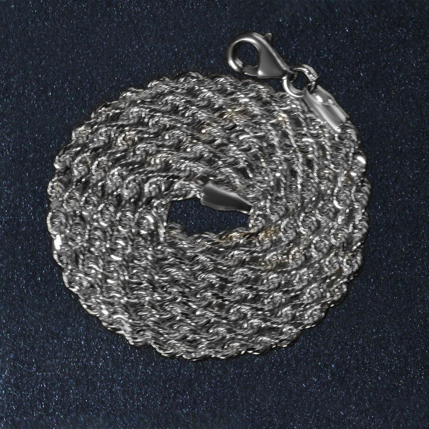 14k White Gold Solid Diamond Cut Rope Chain (2.50 mm)