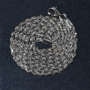 14k White Gold Solid Diamond Cut Rope Chain (2.50 mm)