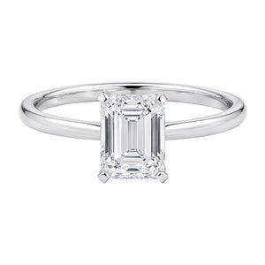 1 1/2 Carat Emerald Lab Grown IGI G/VS1 Diamond Solitaire Ring in 14K White Gold