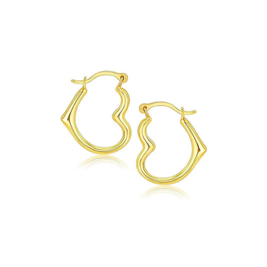 10k Yellow Gold Heart Hoop Earrings