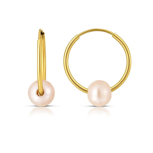 14k Yellow Gold Round Endless Pearl Earring(1x14mm)
