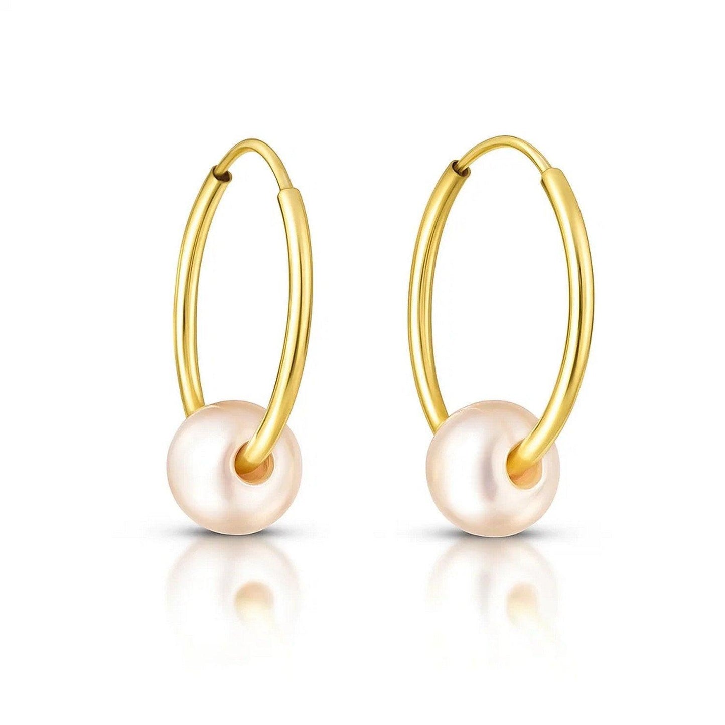 14k Yellow Gold Round Endless Pearl Earring(1x14mm)