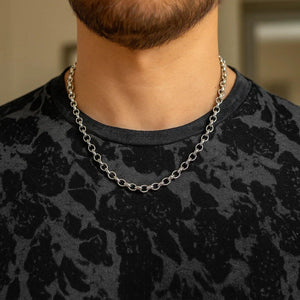 14k White Gold Oval Rolo Chain (4.6 mm)