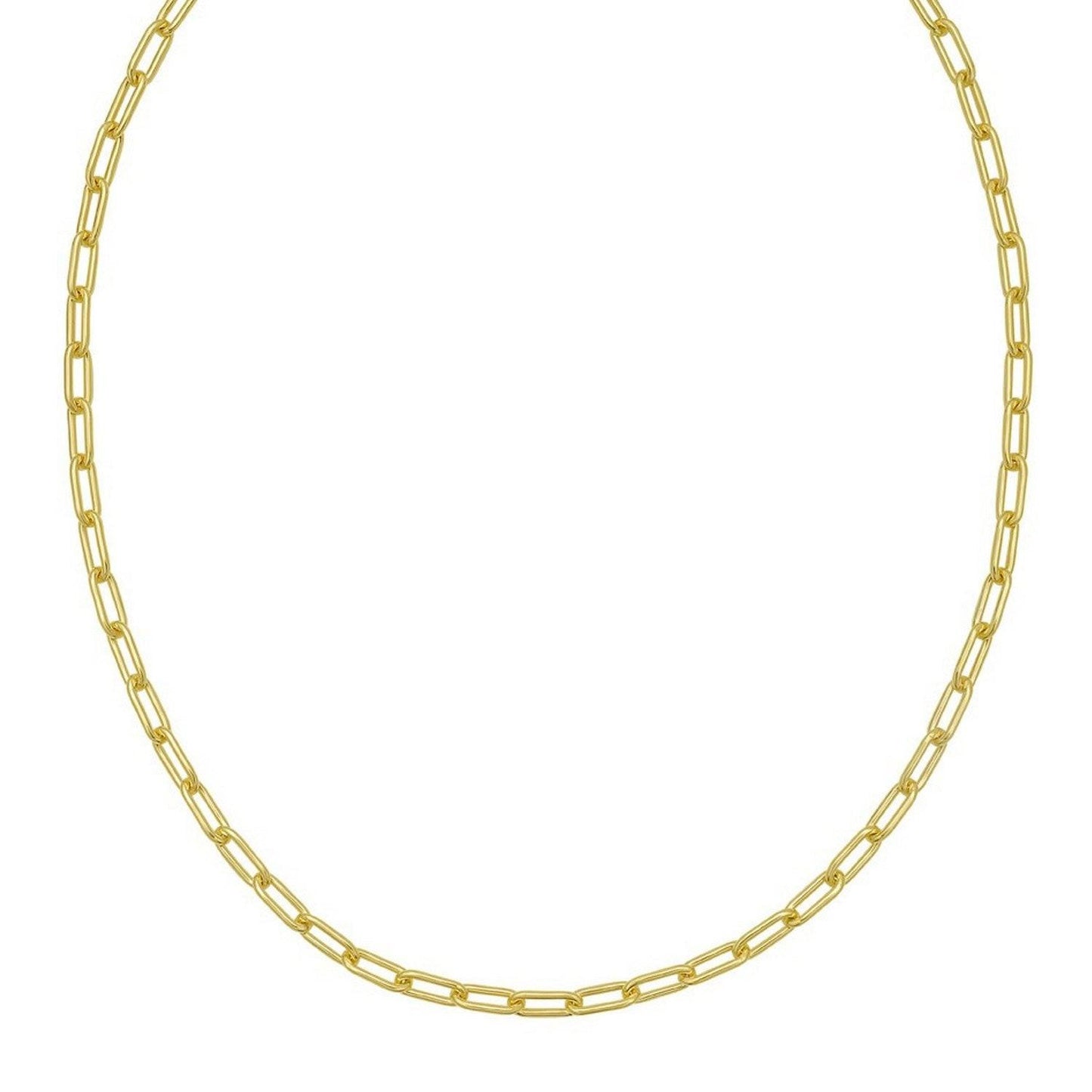 Sterling Silver Yellow Gold Plated Round Link Paperclip Chain (4.10 mm)