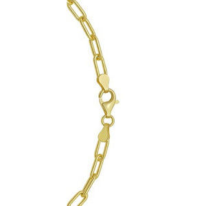 Sterling Silver Yellow Gold Plated Round Link Paperclip Chain (4.10 mm)