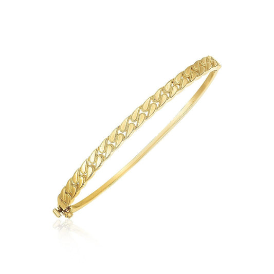 14k Yellow Gold High Polish Cuban Chain Link Bangle (4.60 mm)