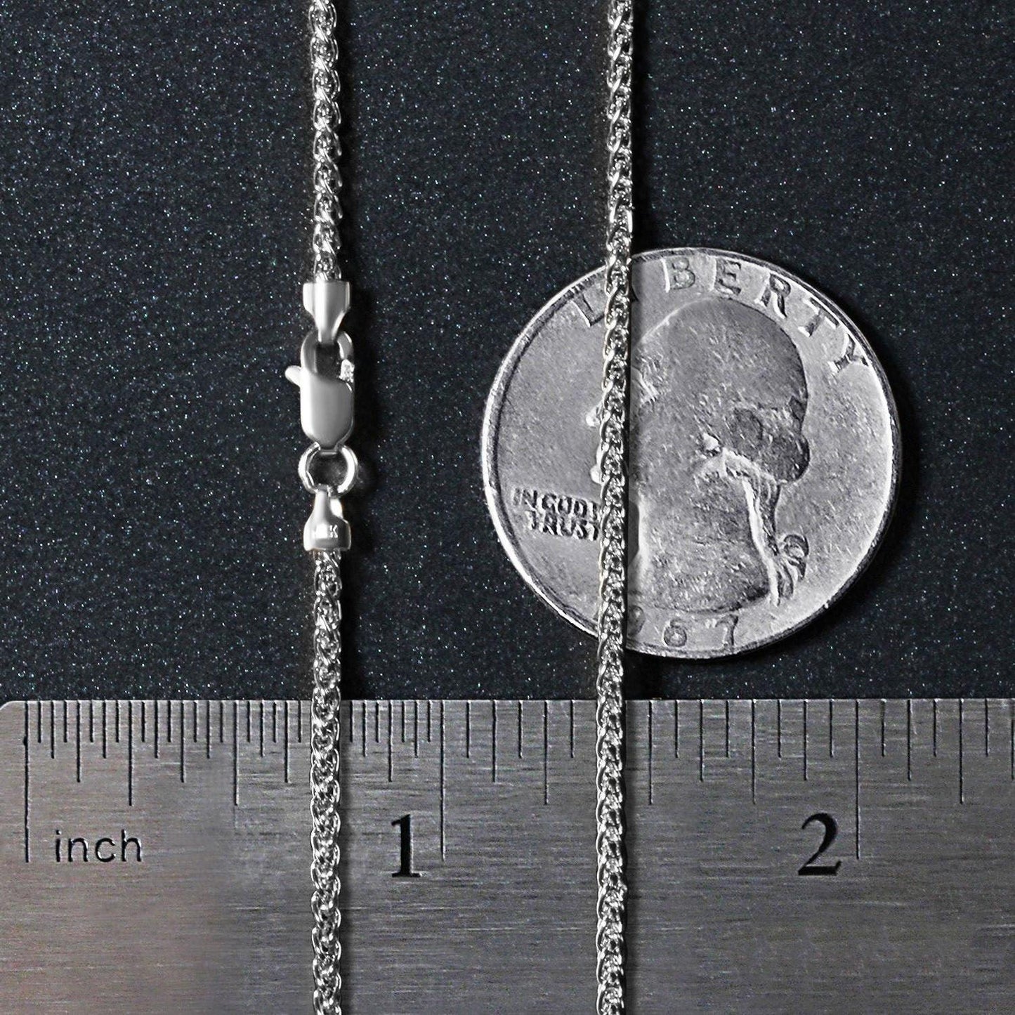 14k White Gold Round Wheat Chain (1.5 mm)