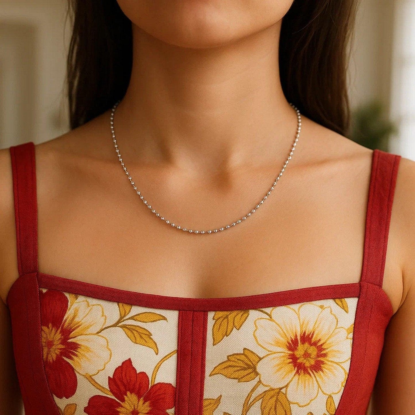 14k White Gold Diamond-Cut Bead Chain (1.10 mm)